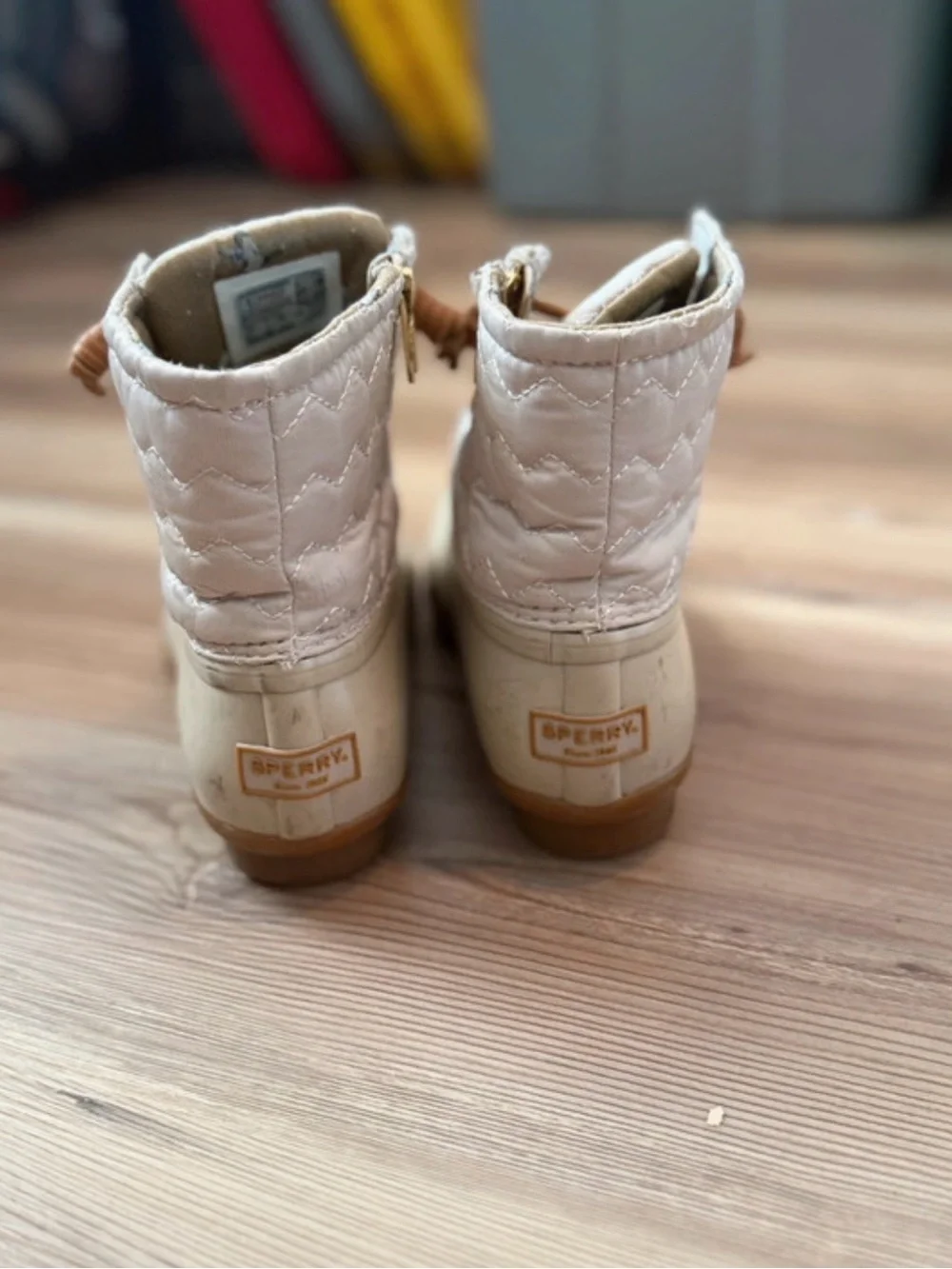 Sperry Cream & Tan Duck Boot with Side Zip